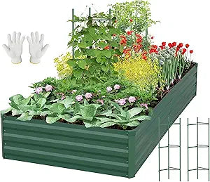 Raised Garden Bed Outdoor for Gardening with Tomato Cages