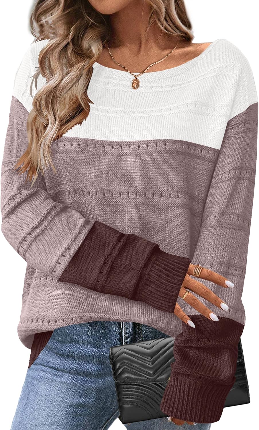Zeagoo Womens Sweaters Cute Long Sleeve Off The Shoulder Pullover