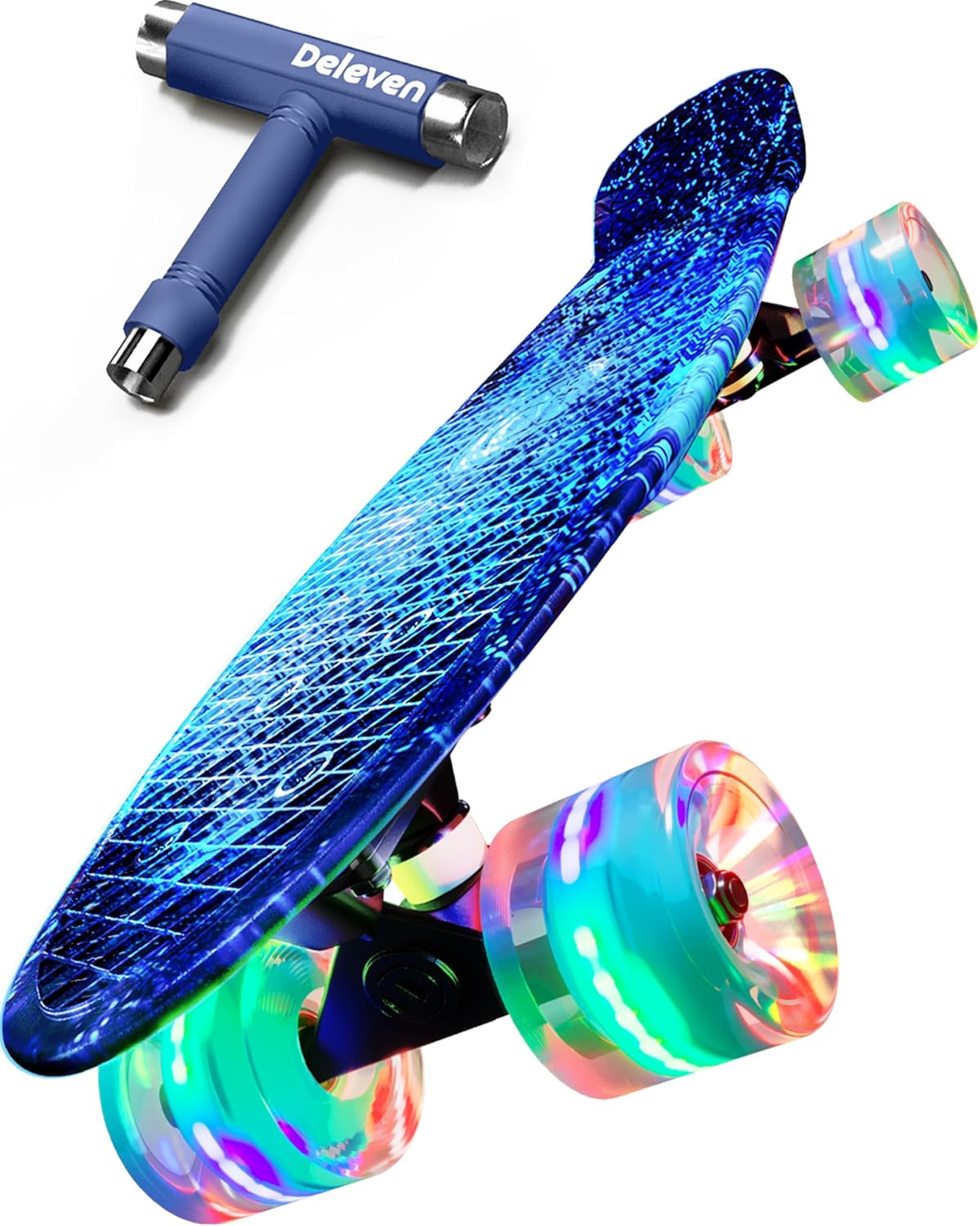 Deleven 22 Skateboard with LED Wheels for Kids and Adults