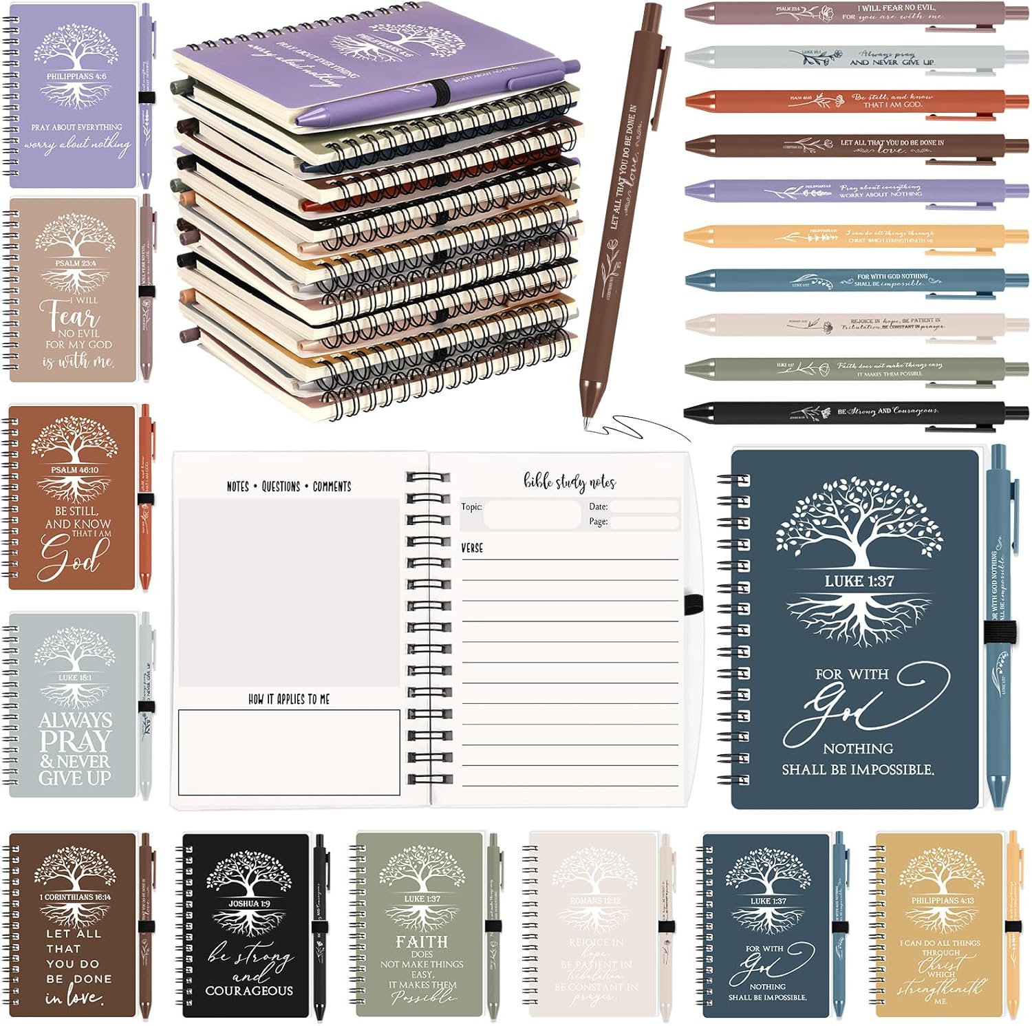 Kosiz 80 Pcs Christian Gifts Bulk Prayer Journal with Pen