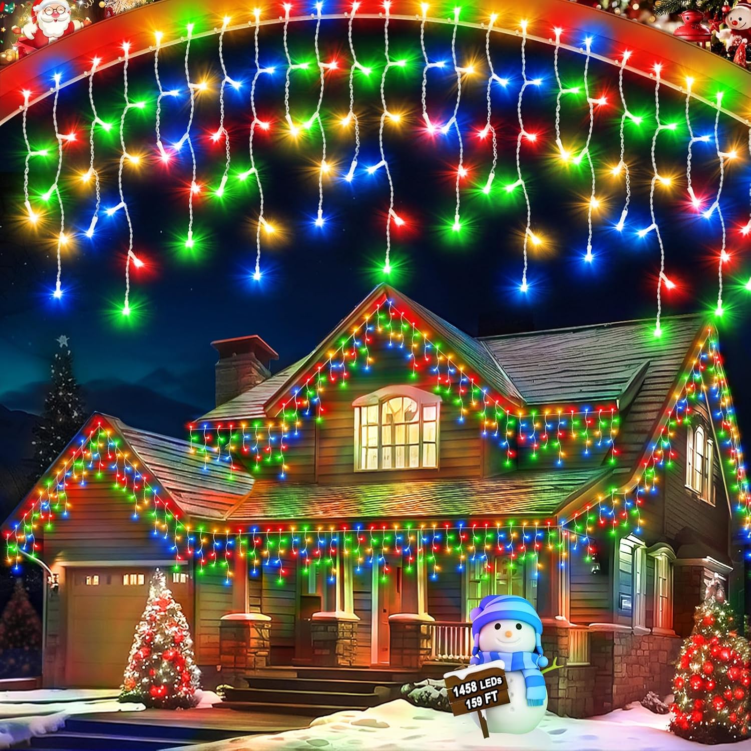 159 FT Christmas Lights Outdoor with 1458 LED Waterproof Design