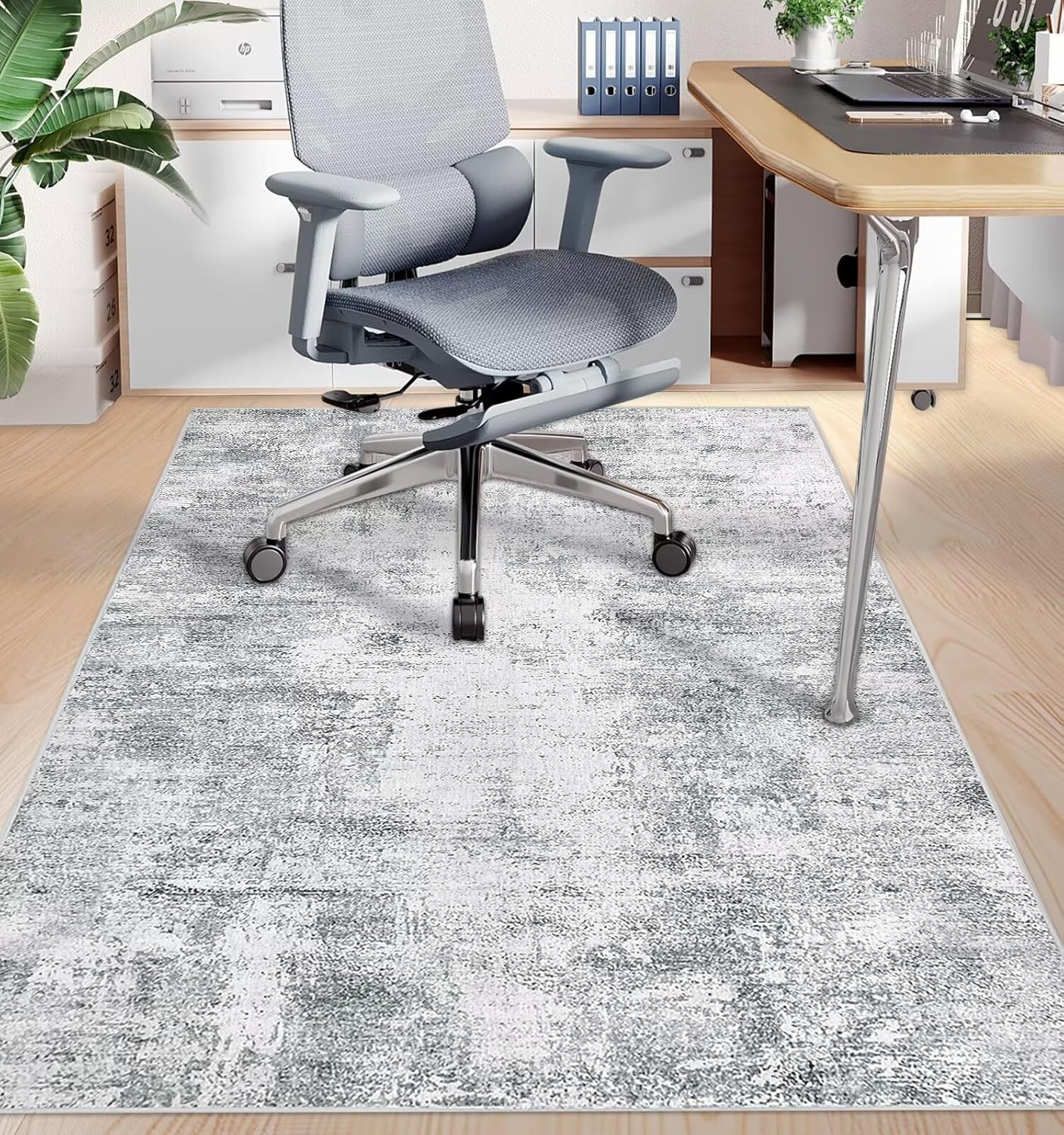 Non-Slip Gray Office Chair Mat 47x59 - Protects Hardwood & Tile Floors