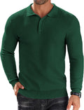 Knit Polo Shirt Long Sleeve Sweater Polo - Lightweight Casual Knit