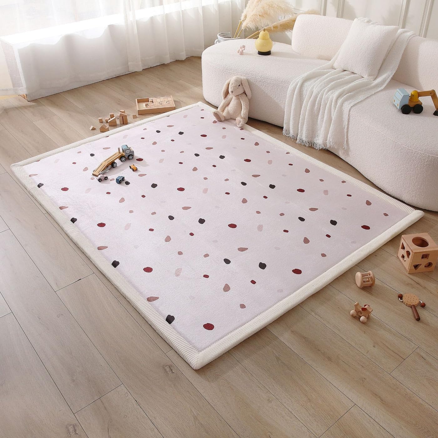 Stylish Coral Velvet Baby Play Mat for Floor 60 x 80 Inches