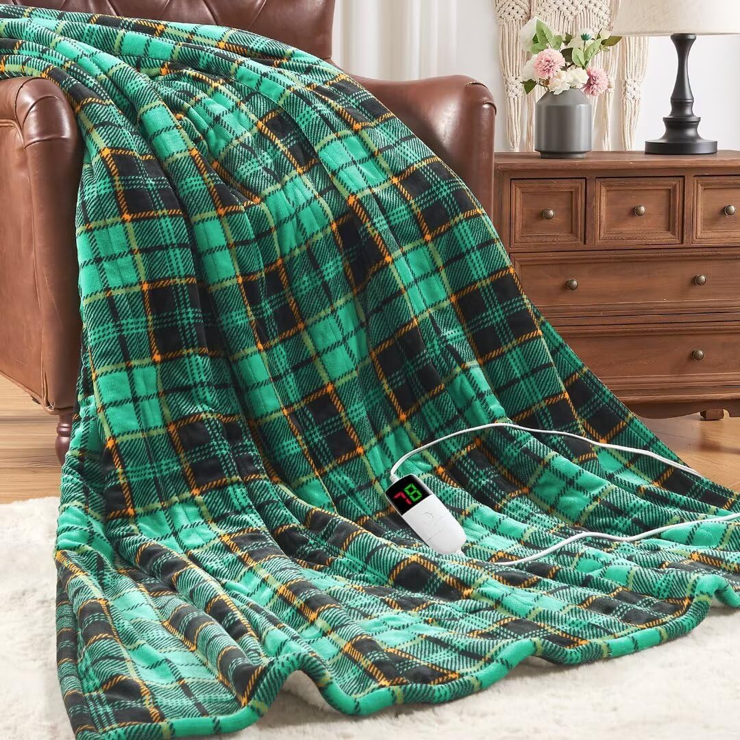 Green Heated Blanket Electric Twin Size for Cozy Winter Comfort
