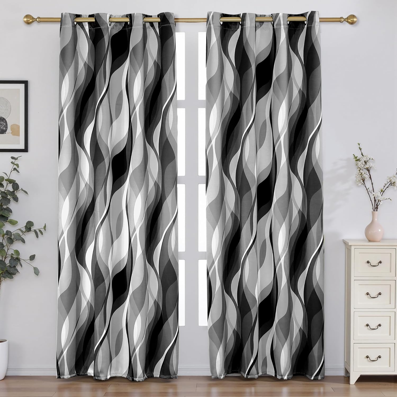 Weesire Black and Grey Blackout Curtains for Modern Living