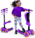 3-Wheel LED Kids Scooter with Seat - Adjustable Handlebar 132 lb