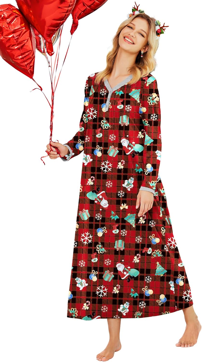 Ekouaer Women's Long Sleeve Nightgown for Comfort and Style