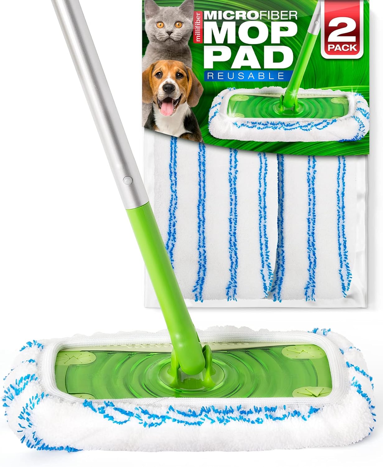 Millifiber Reusable Mop Pads: Wet & Dry Cleaning Duo