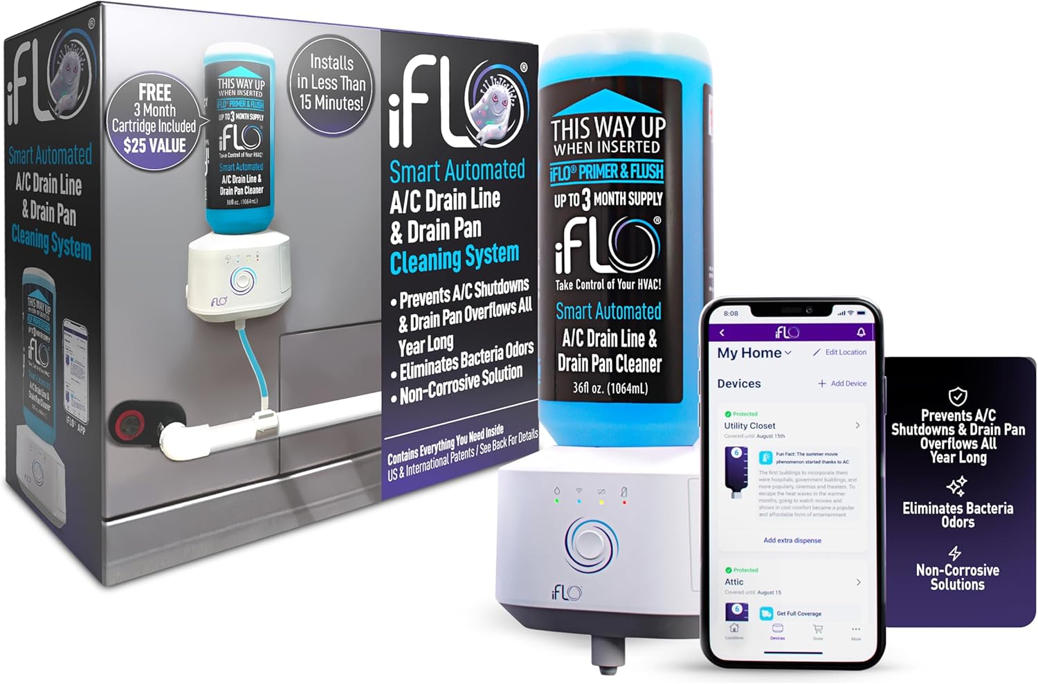 iFLO Smart A/C Drain Line Cleaner for Efficient HVAC Maintenance