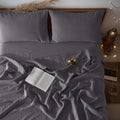 Queen Size Dark Grey 100% Linen Sheet Set - All-Season Comfort