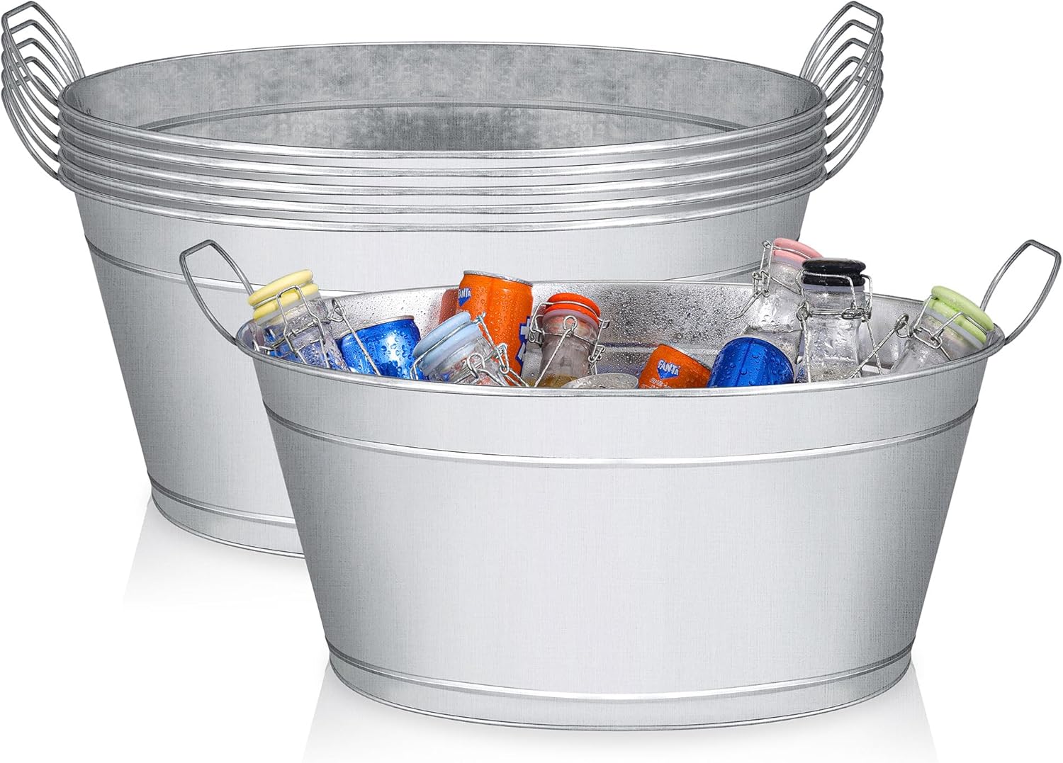 Large 6-Gallon Galvanized Tin Beverage Tub for Parties & Events