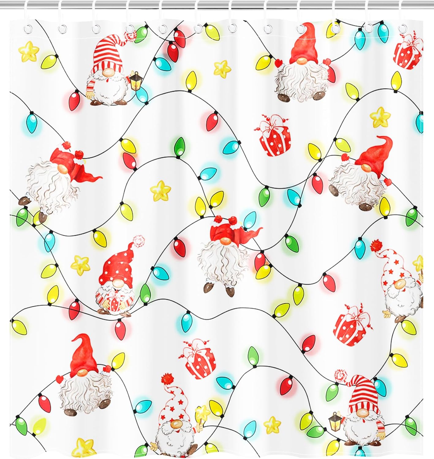 Whimsical Gnome Xmas Shower Curtain Set for Festive Bathroom Decor!