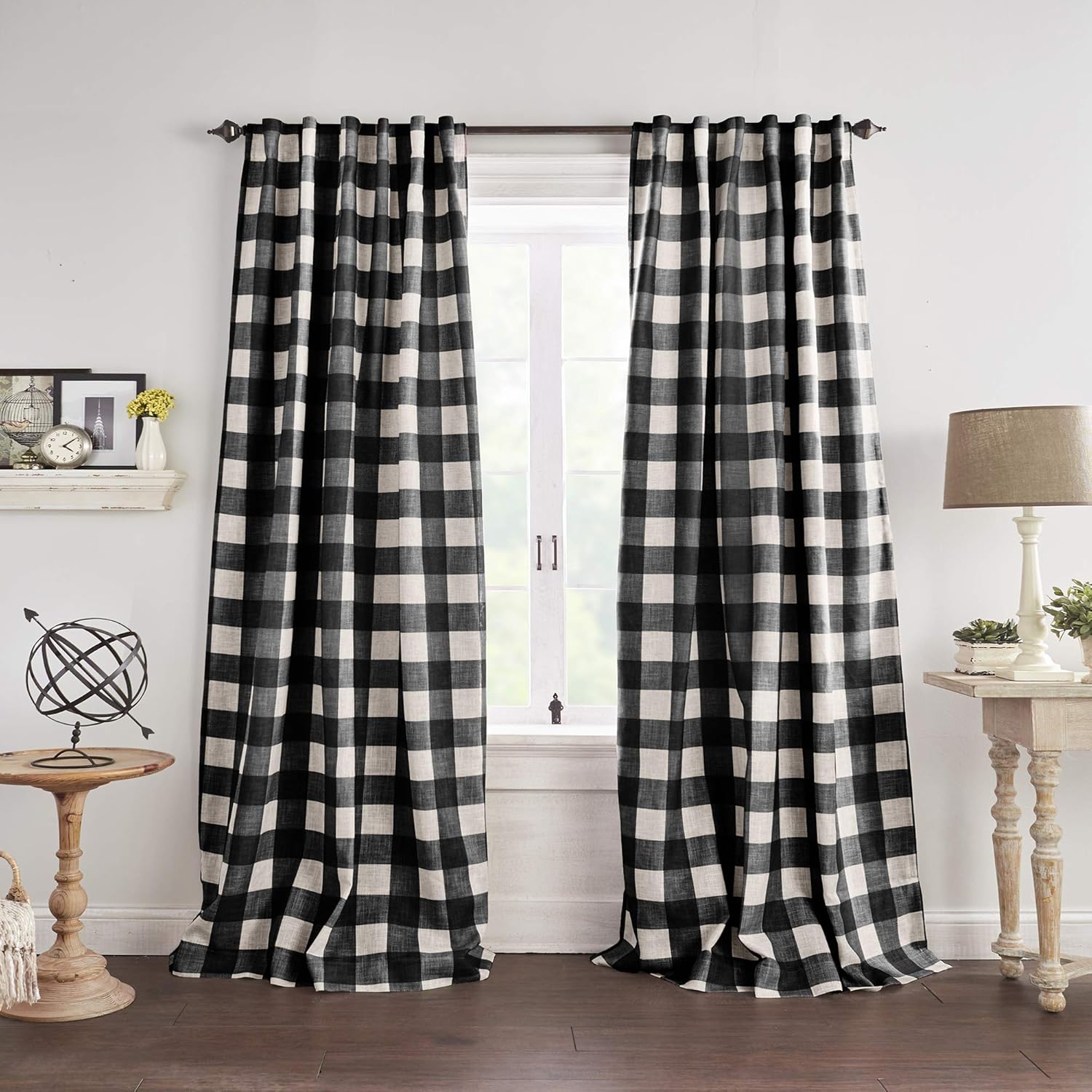 Buffalo-Check Blackout Window Curtain for Rustic Home Decor