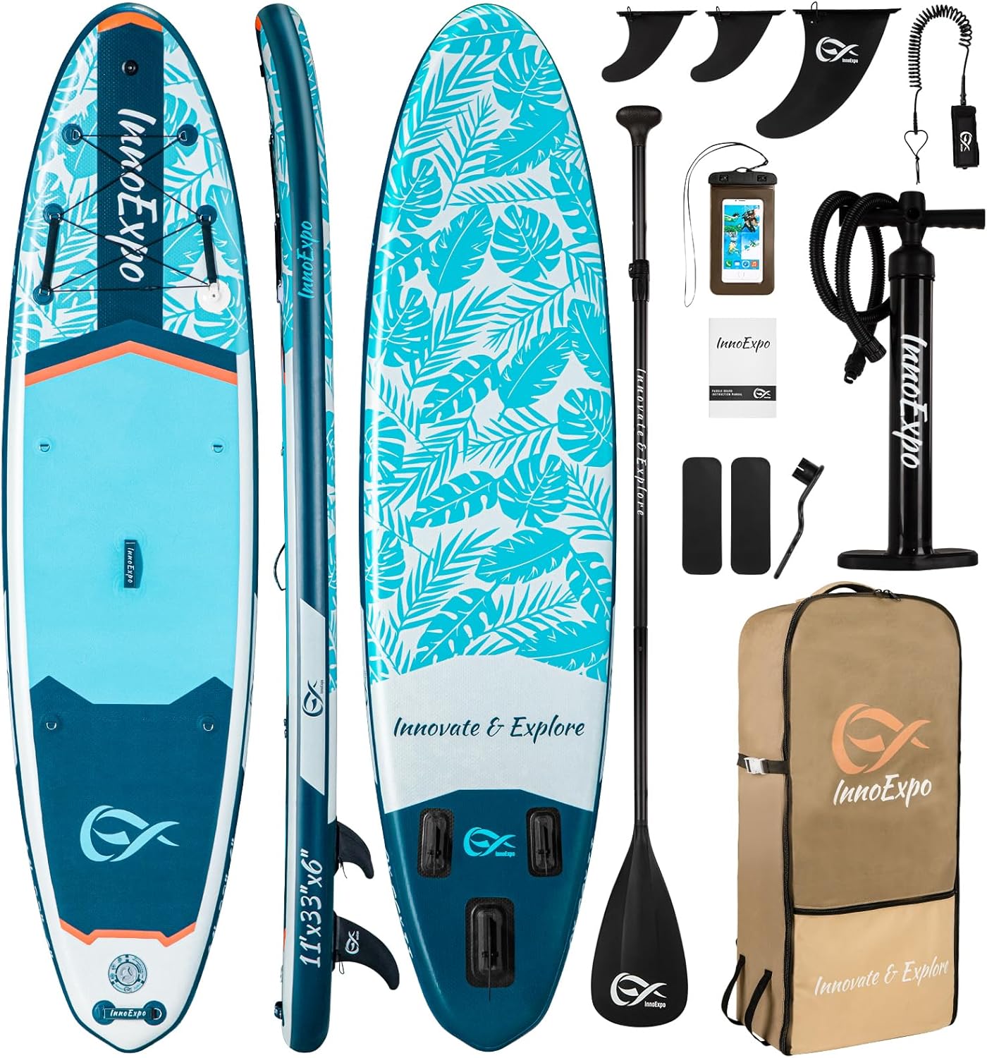 InnoExpo 11ft Inflatable Stand Up Paddle Board for All Skill Levels