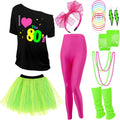 80s Costume Set for Women 19 Pcs Retro Outfit - Complete Party Kit