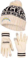 Ultra Game NFL Official Super Soft Cable Knit Beanie and Gloves