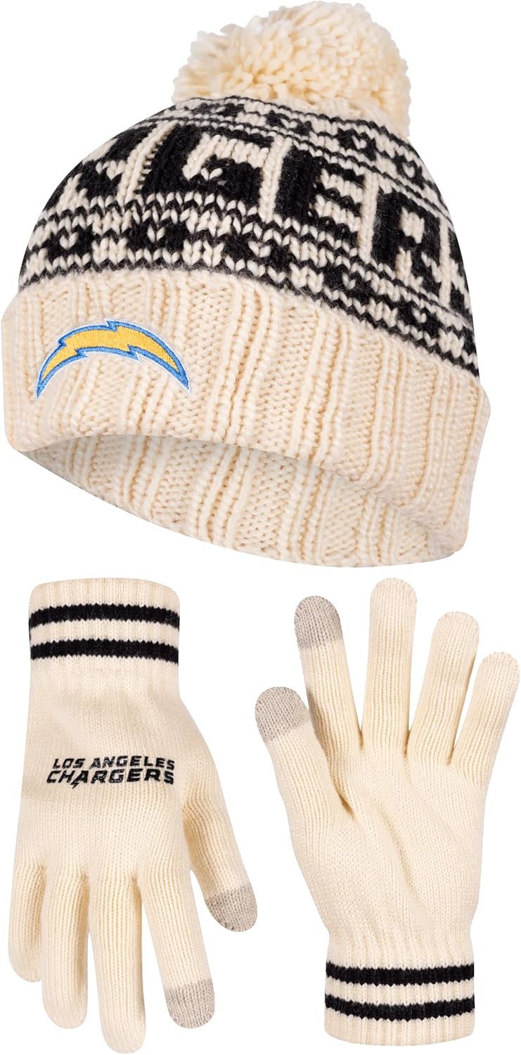 Ultra Game NFL Official Super Soft Cable Knit Beanie and Gloves