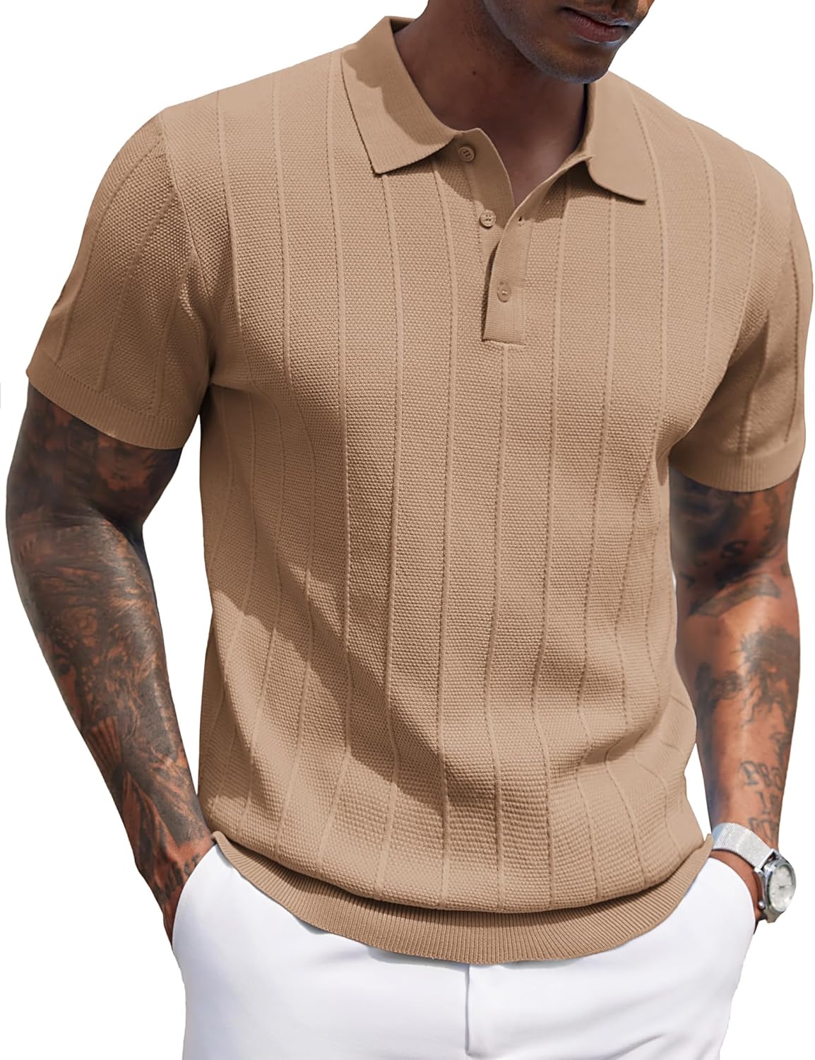 Stylish COOFANDY Mens Knit Polo Shirts for Casual Golf Wear