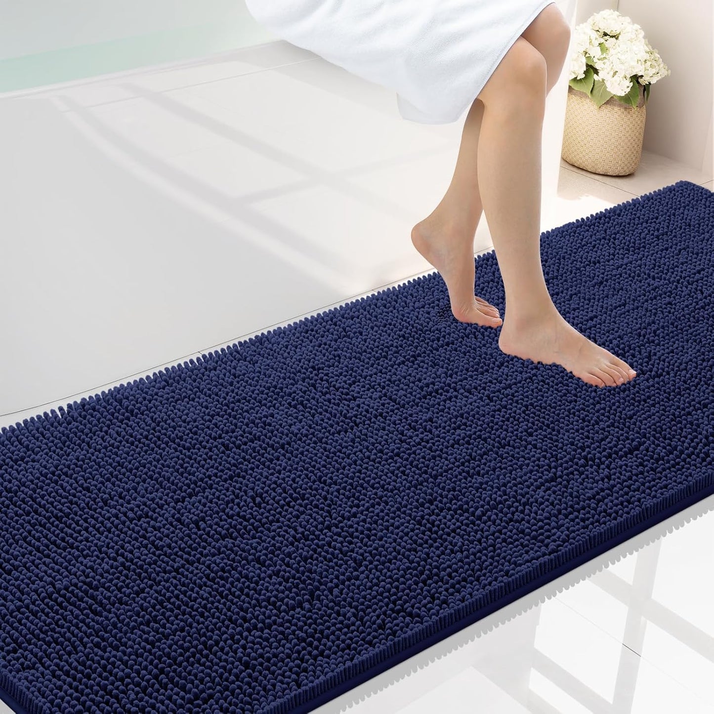 Smiry Luxury Chenille Bathroom Rugs - Soft, Absorbent & Non-Slip