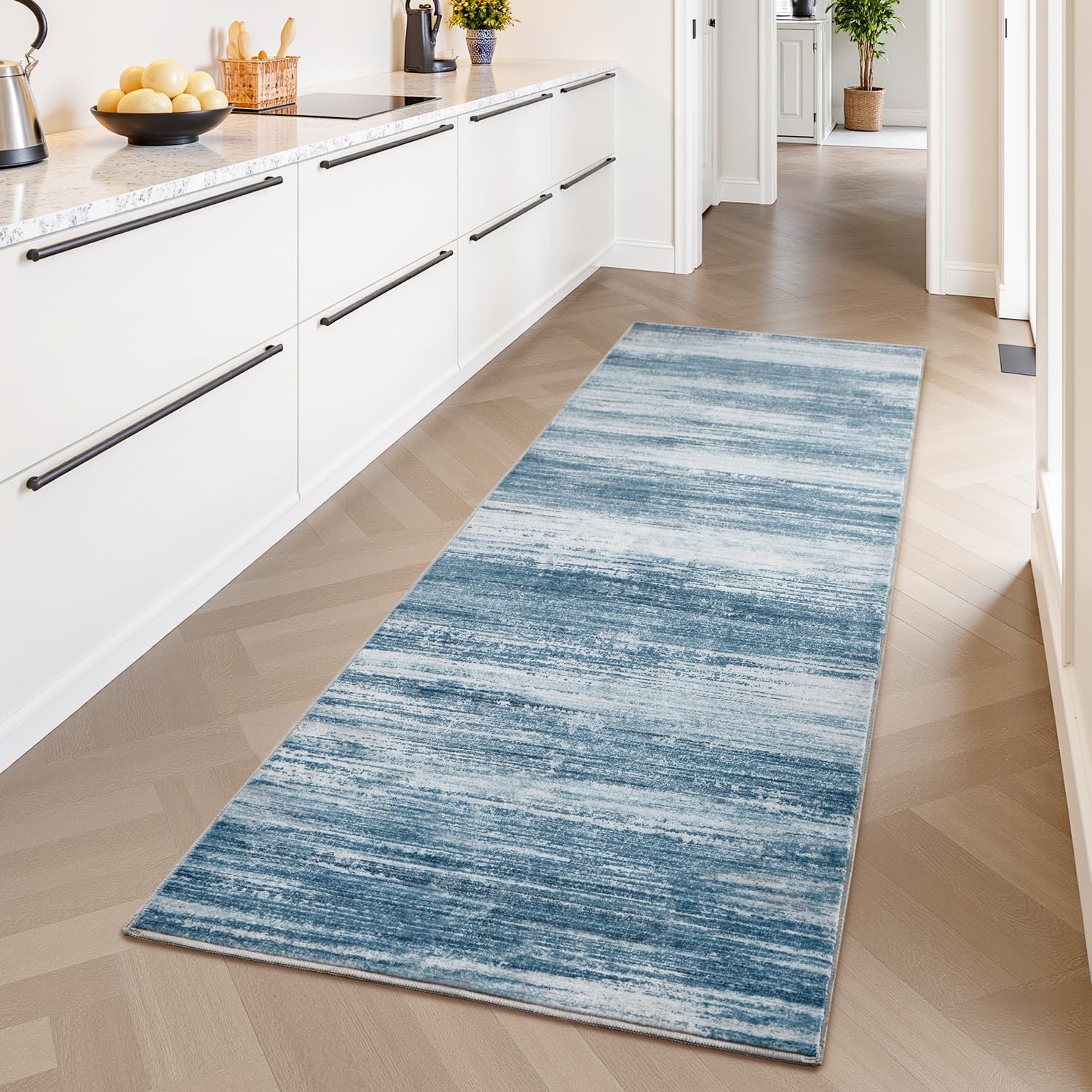 Modern Abstract Runner Rug - Soft Non-Slip Hallway Rug