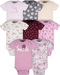 Gerber Baby Girls 8-Pack Onesies: Short Sleeve Comfort