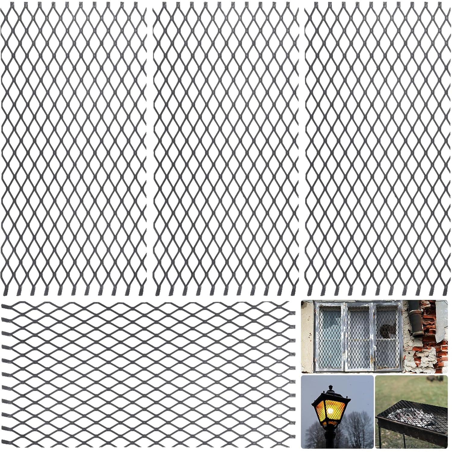Gisafai 4-Piece Expanded Metal Steel Sheet Mesh for Versatile Use