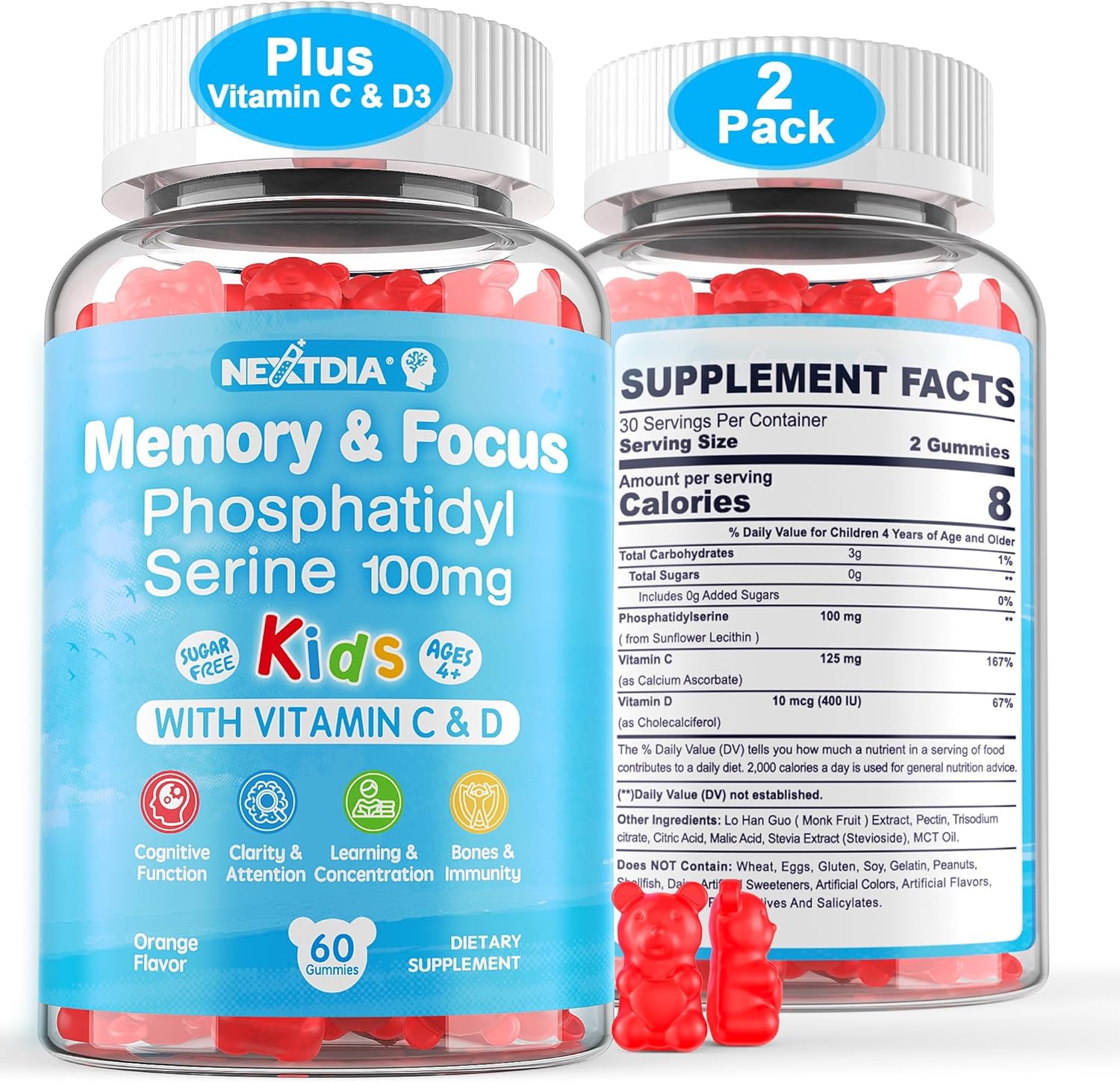 Phosphatidylserine Supplement for Kids - Focus Gummies 100mg