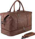 Leather Travel Bag with Shoe Pouch Weekender - Large Waterproof Duffel