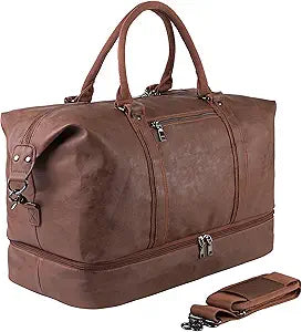 Leather Travel Bag with Shoe Pouch for Stylish Weekend Trips
