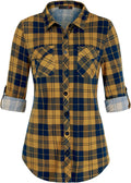DJT Womens Soft Stretchy Knit Plaid Shirt - Comfortable Everyday long