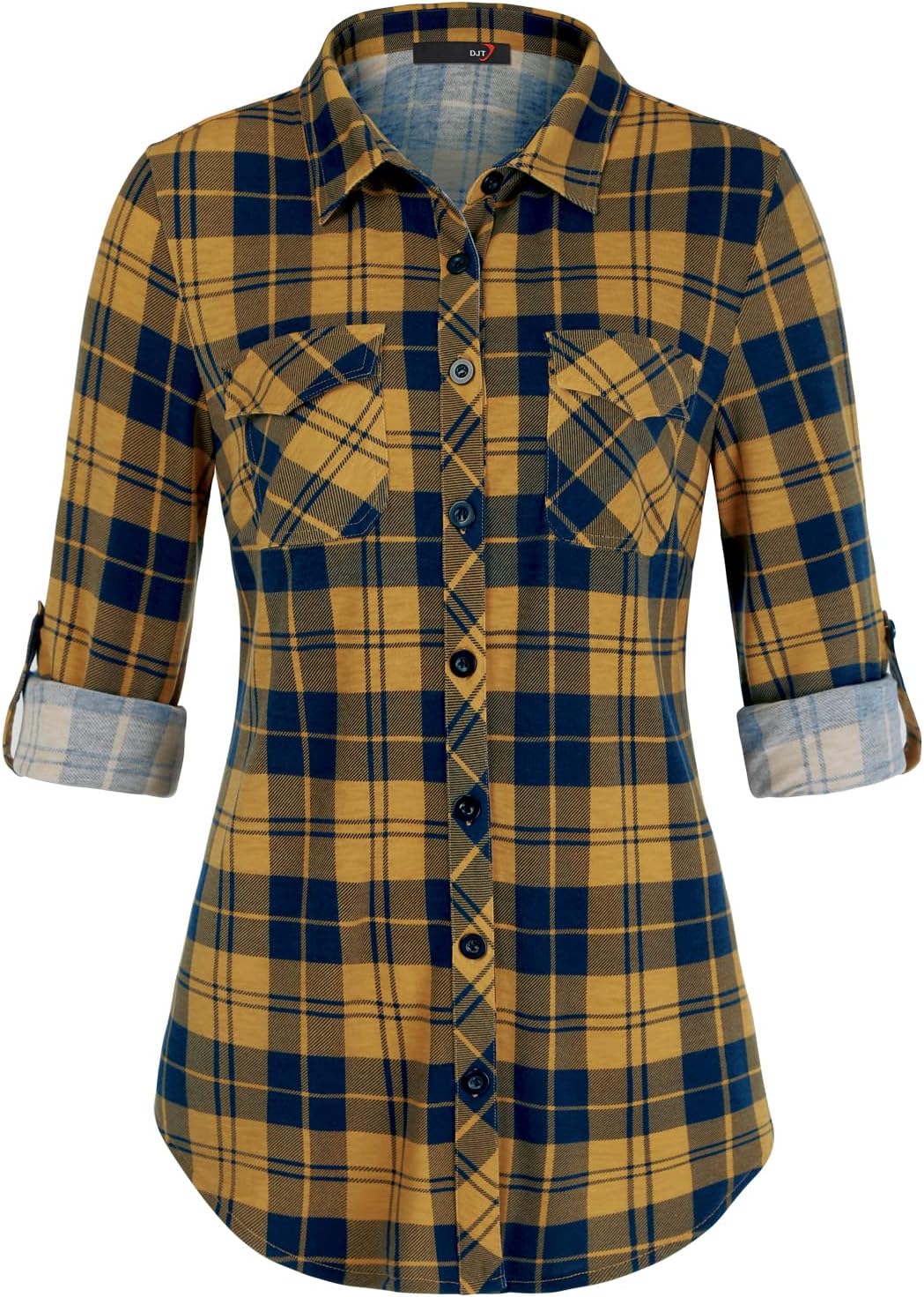 DJT Womens Soft Stretchy Knit Plaid Shirts for Every Occasion