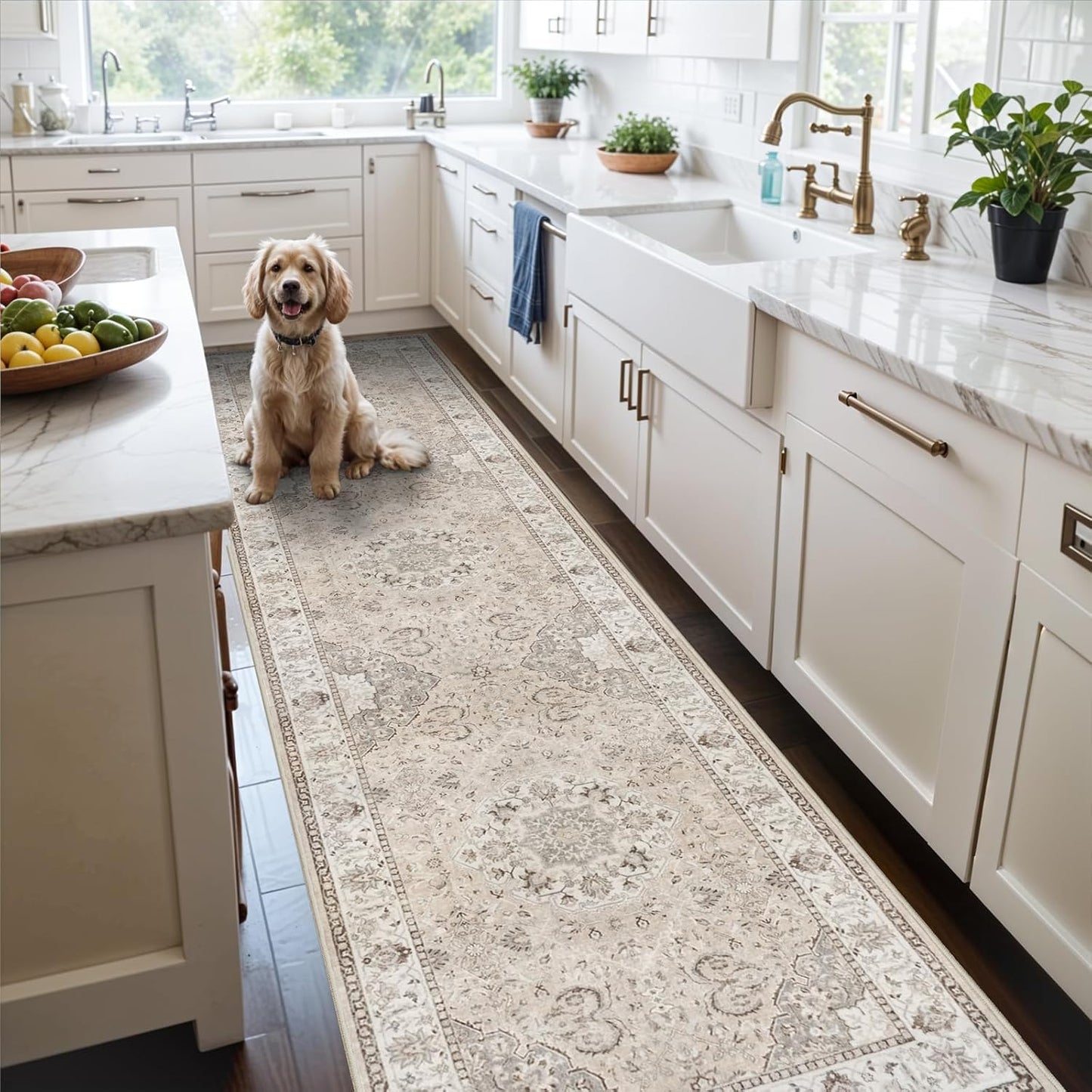 Hallway Washable Runner Rug - Vintage Soft Non Slip Carpet