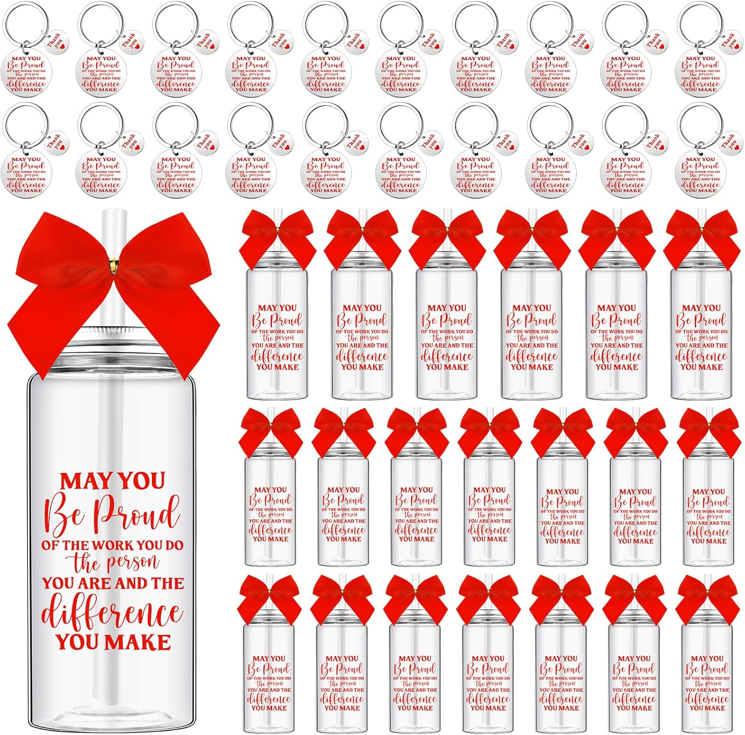 Employee Appreciation Gifts Bulk Set with Inspirational Keychains