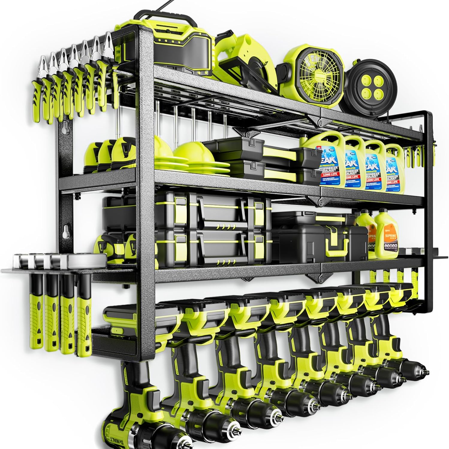 Ultimate Tool Organizer for Garage - Heavy Duty Metal Rack with Drill Holder