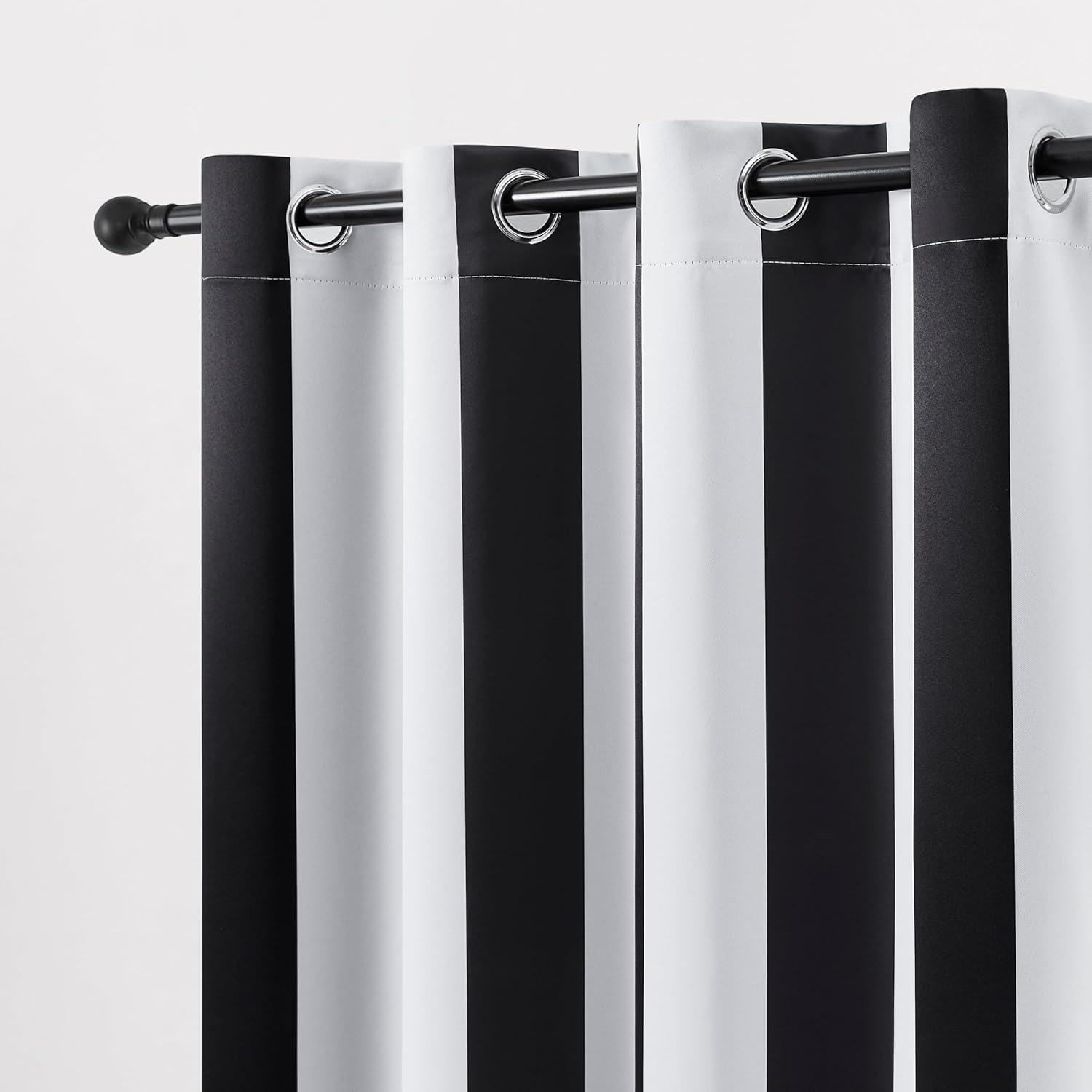 100% Blackout Curtains with Classic Black and White Stripes