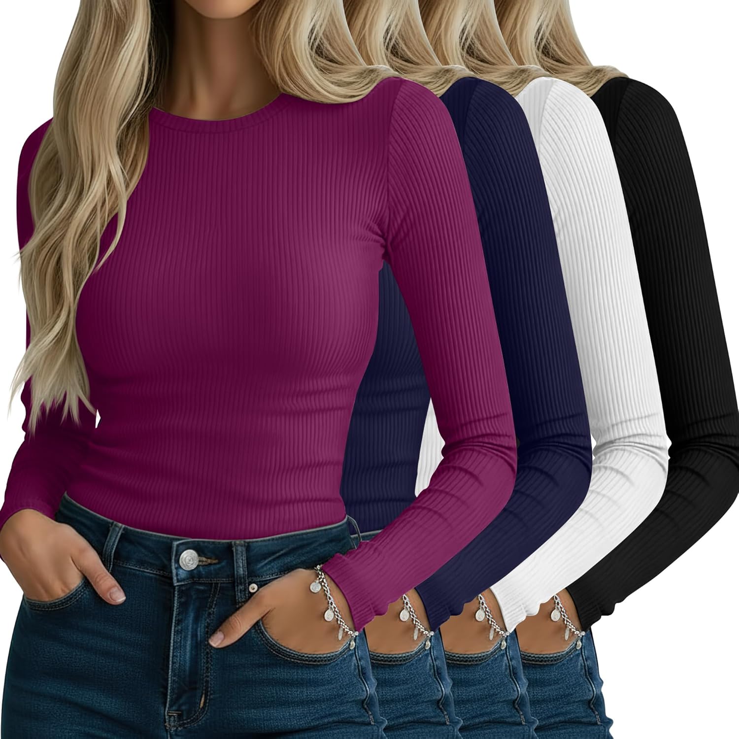 Neer Women's Ribbed Long Sleeve Shirts for Stylish Comfort