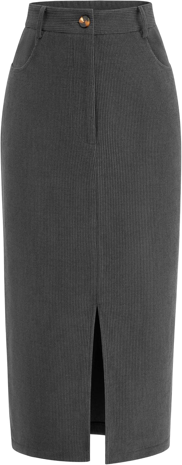 PRETTYGARDEN High Waisted Corduroy Skirt for Women Fall Fashion
