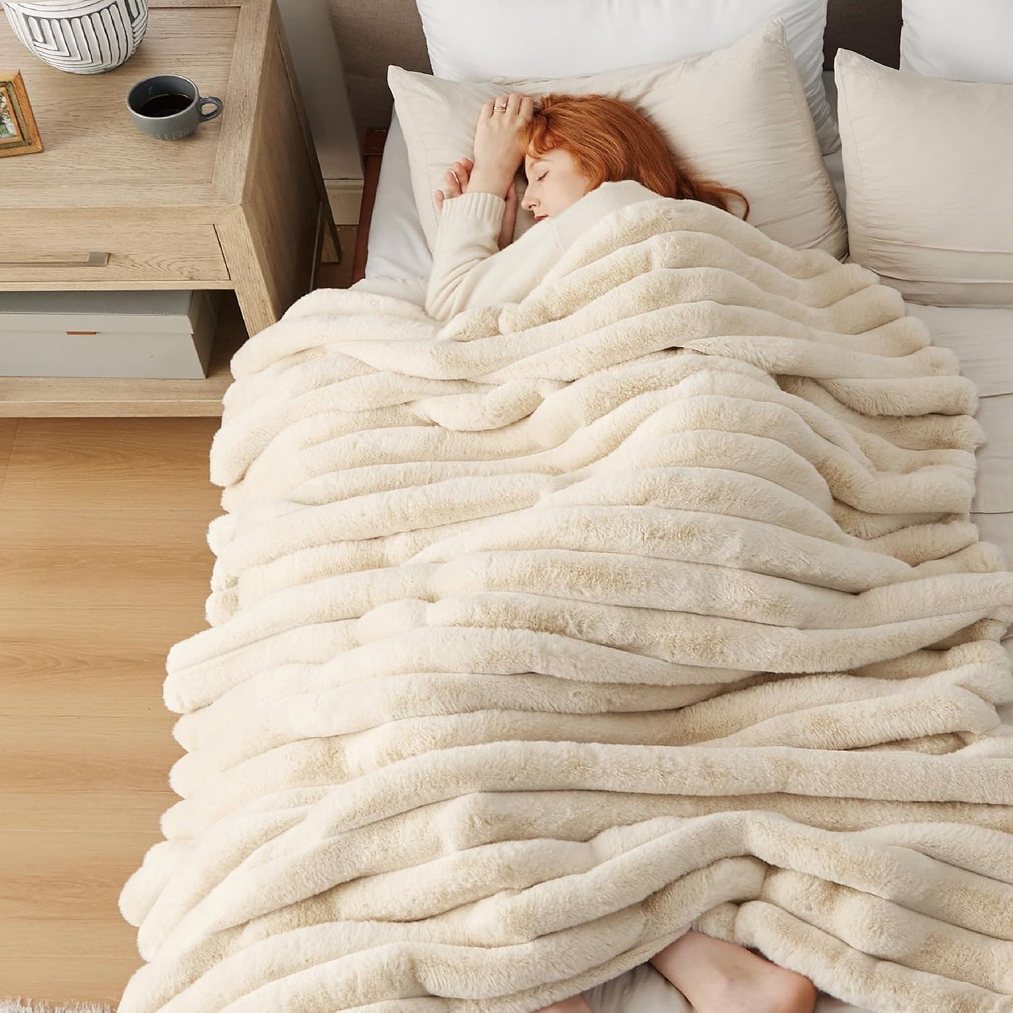 Bedsure GentleSoft Faux Fur Throw Blanket for Cozy Winter Nights