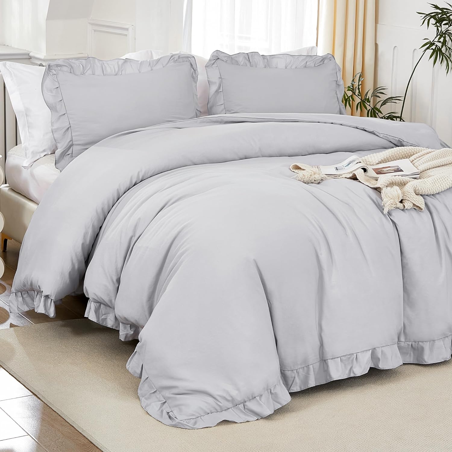 Litanika Light Grey Full Size Comforter Sets for Cozy Bedrooms