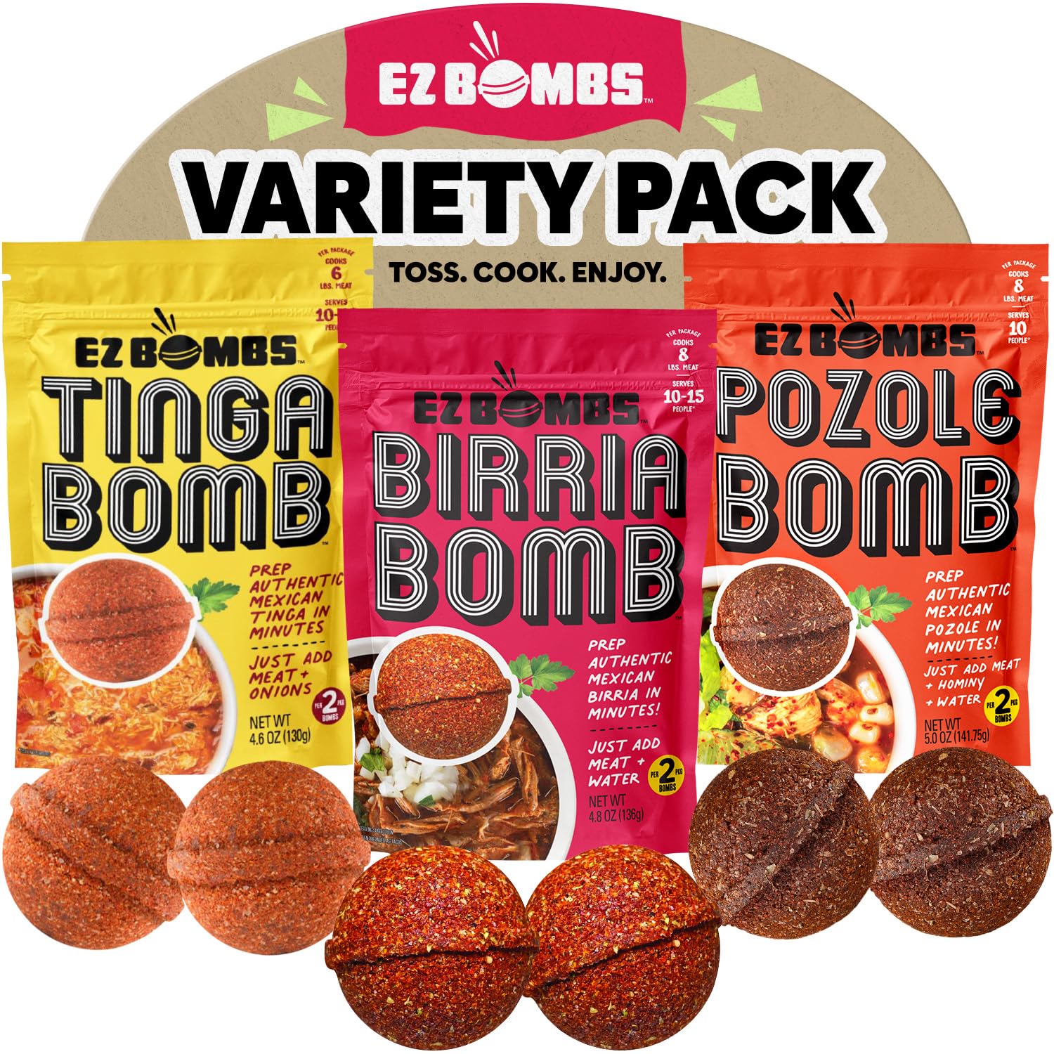 EZ Bombs Variety Pack for Authentic Mexican Spice Mix Meals