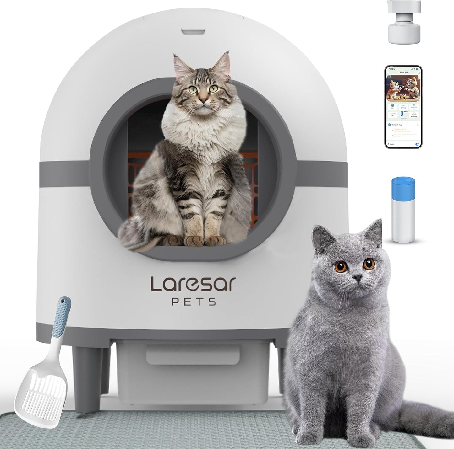 LaresarPets Self Cleaning Litter Box for Multiple Cats - 2024 Model