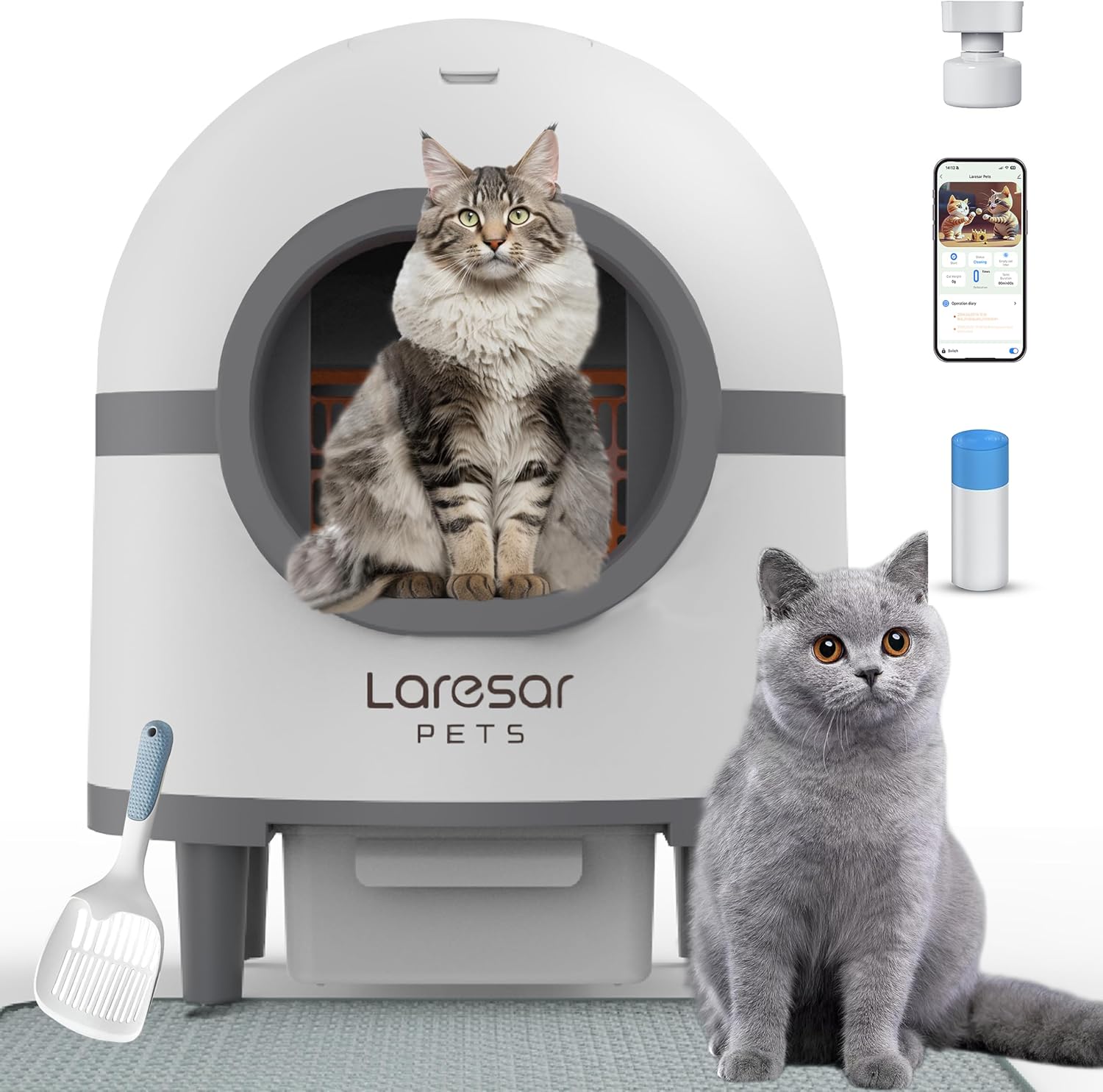 LaresarPets Self Cleaning Litter Box for Multiple Cats - 2024 Model
