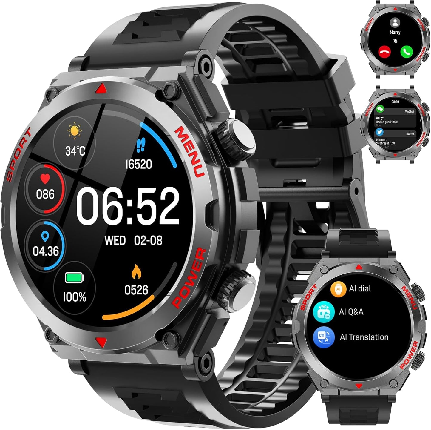 Military Smart Watches for Men with AI and Fitness Tracking