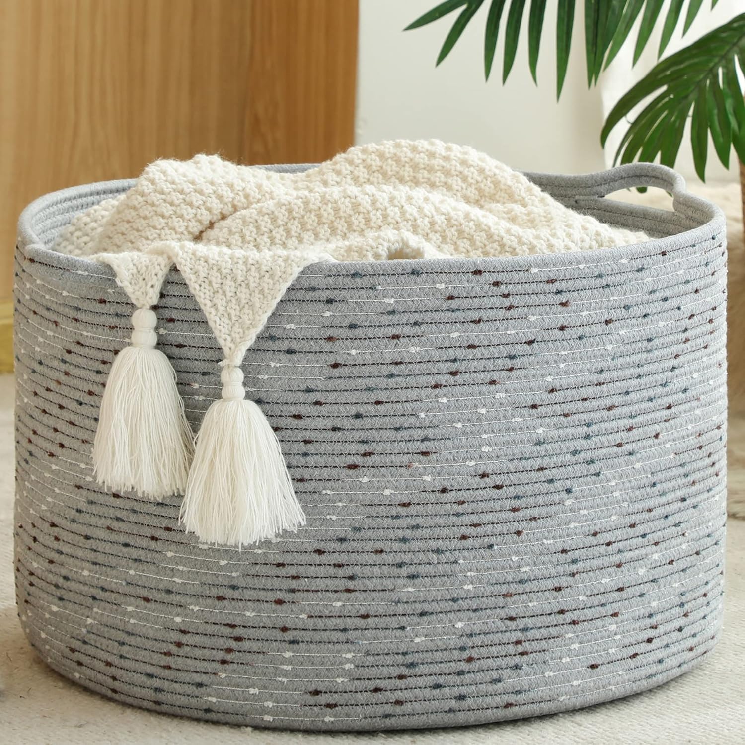 KAKAMAY Large Blanket Basket for Stylish Storage Solutions