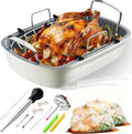 Turkey Roasting Pan 17x13 in Nonstick Roaster Pan - Complete Turkey