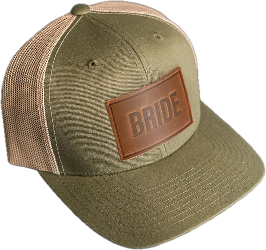 Bride and Groom Leather Patch Trucker Style Hats for Weddings