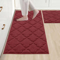 Red Kitchen Rugs 2 PCS 20x30/20x48 - Super Absorbent Non-Skid Mats