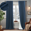 Navy Blue Blackout Curtains 84 in Length 2 Panel Set - Total Room