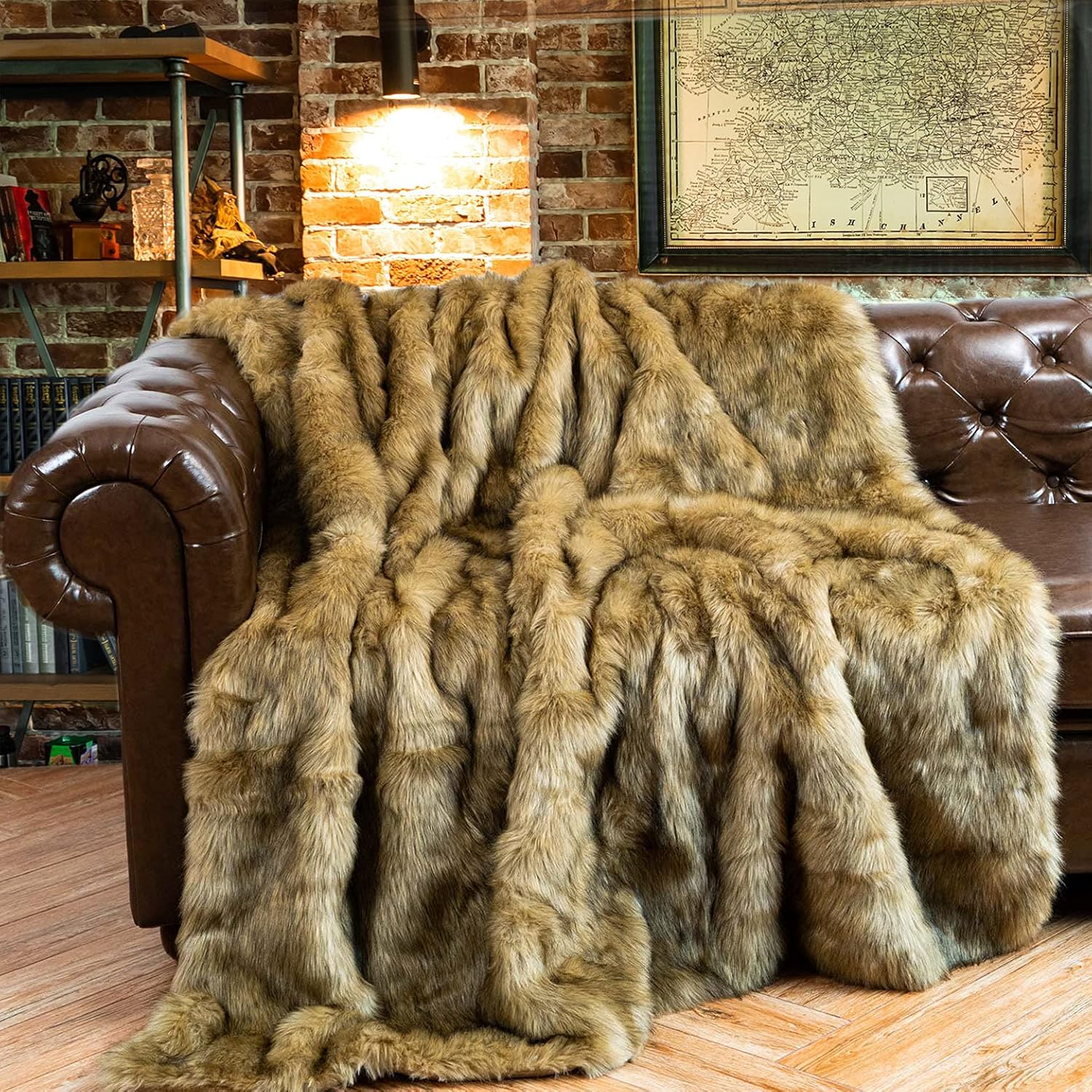 Luxury Golden Faux Fur Blanket for Cozy Comfort and Style